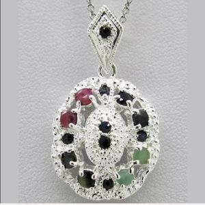 Sapphire,Ruby, & Emerald Necklace